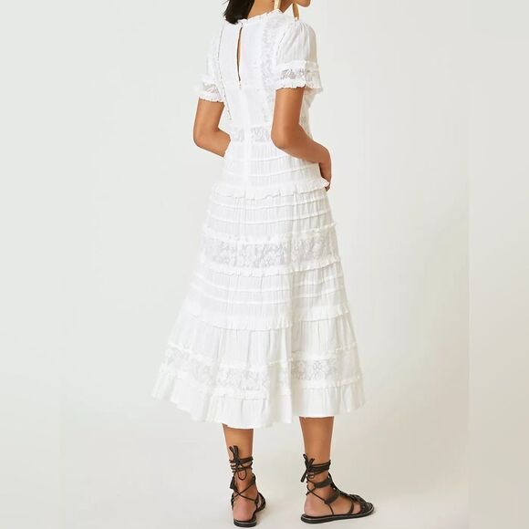 Love the Label White Ruffle Midi Dress Small - Picture 3 of 5